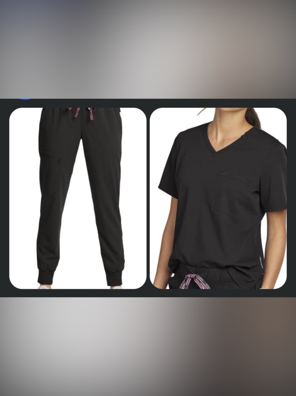 Vince Camuto BLACK jogger scrub set